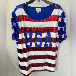 Women’s L, Patriotic sequined top